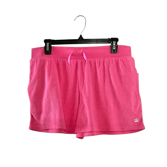 Juicy Couture Pink Terry Drawstring Crown Logo Shorts - Picture 1 of 4